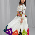 Stylish Off-White Multicolor Rayon Mirror Work Designer Lehenga Choli for Girls