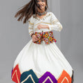 Stylish Off-White Multicolor Rayon Mirror Work Designer Lehenga Choli for Girls
