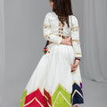 Stylish Off-White Multicolor Rayon Mirror Work Designer Lehenga Choli for Girls