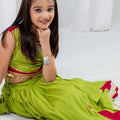 Cute Lime Green Rayon With Gota Patti Work Designer Lehenga Choli for Girls