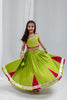 Cute Lime Green Rayon With Gota Patti Work Designer Lehenga Choli for Girls