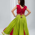 Cute Lime Green Rayon With Gota Patti Work Designer Lehenga Choli for Girls