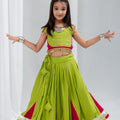 Cute Lime Green Rayon With Gota Patti Work Designer Lehenga Choli for Girls