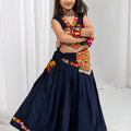 Traditional Navy Blue Rayon With Gamthi Work Designer Lehenga Choli for Girls