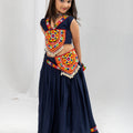 Traditional Navy Blue Rayon With Gamthi Work Designer Lehenga Choli for Girls