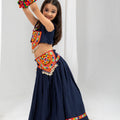 Traditional Navy Blue Rayon With Gamthi Work Designer Lehenga Choli for Girls