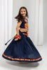 Traditional Navy Blue Rayon With Gamthi Work Designer Lehenga Choli for Girls