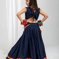 Traditional Navy Blue Rayon With Gamthi Work Designer Lehenga Choli for Girls