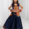 Traditional Navy Blue Rayon With Gamthi Work Designer Lehenga Choli for Girls