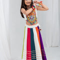 Elegant Multicolor Rayon With Gamthi Work Designer Lehenga Choli for Girls