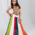 Elegant Multicolor Rayon With Gamthi Work Designer Lehenga Choli for Girls