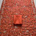 Gorgeous Rust Orange Rangoli Silk Saree  Embroidery Work Border for Women