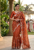 Gorgeous Rust Orange Rangoli Silk Saree  Embroidery Work Border for Women