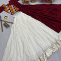 Royal Maroon Cotton Gamthi Work Indo-Western Navratri Lehenga Choli for Women