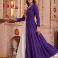 Stylish Purple Cotton Gamthi Work Indo-Western Navratri Lehenga Choli for Women
