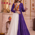 Stylish Purple Cotton Gamthi Work Indo-Western Navratri Lehenga Choli for Women