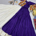 Stylish Purple Cotton Gamthi Work Indo-Western Navratri Lehenga Choli for Women