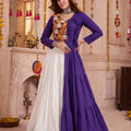 Stylish Purple Cotton Gamthi Work Indo-Western Navratri Lehenga Choli for Women