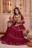Beautiful Maroon Cotton Gamthi Work Indo-Western Navratri Lehenga Choli with Koti for Women