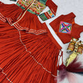 Vibrant Rust Orange Cotton Gamthi Work Indo-Western Navratri Lehenga Choli with Koti for Women