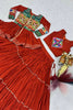 Vibrant Rust Orange Cotton Gamthi Work Indo-Western Navratri Lehenga Choli with Koti for Women