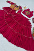 Lovely Rani Pink Cotton Gamthi Work Indo-Western Navratri Lehenga Choli with Koti for Women