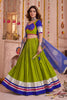 Stylish Green and Royal Blue Cotton Designer Lehenga Choli with Lace Work for Women