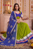 Stylish Green and Royal Blue Cotton Designer Lehenga Choli with Lace Work for Women