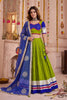 Stylish Green and Royal Blue Cotton Designer Lehenga Choli with Lace Work for Women