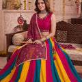 Vibrant Multicolor Cotton Designer Lehenga Choli with Mirror Work for Women