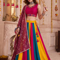 Vibrant Multicolor Cotton Designer Lehenga Choli with Mirror Work for Women