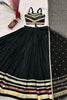 Elegant Black Cotton Designer Lehenga Choli with Lace Work and Embellished Border for Women