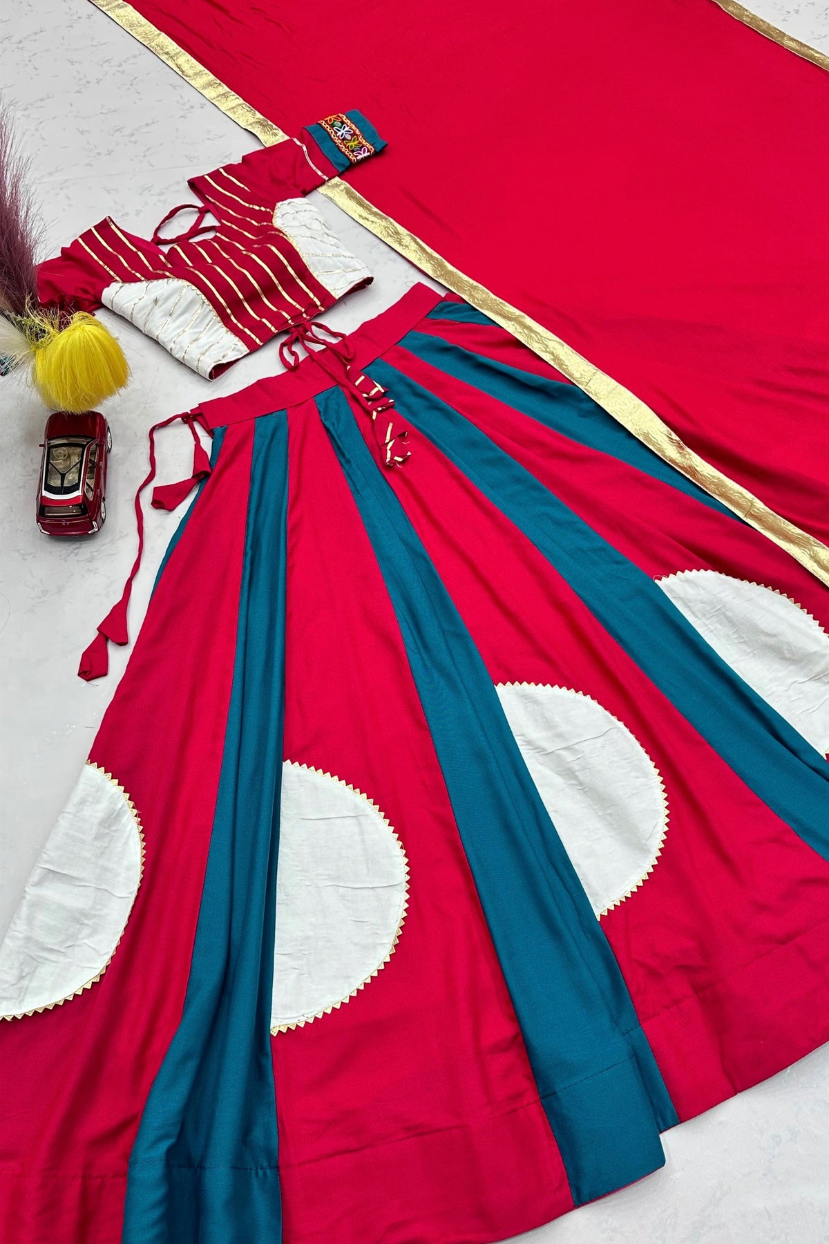Traditional Multicolor Cotton Designer Lehenga Choli with Gamthi Work for Women