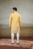 Elegant Mustard Yellow Art Silk Embroidered Kurta Pajama Set for Men