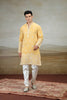 Elegant Mustard Yellow Art Silk Embroidered Kurta Pajama Set for Men