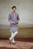 Beautiful Lavender Art Silk Embroidered Kurta Pajama Set for Men