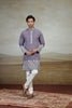 Beautiful Lavender Art Silk Embroidered Kurta Pajama Set for Men