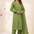 Graceful Olive Green Roman Silk Sequin Embroidery Work Kurta Pant Set for Women