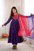 Elegant Purple Roman Silk Sequin Embroidery Anarkali Kurta Pant Set for Women