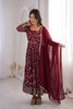 Premium Maroon Faux Georgette Sequin Embroidery Work Anarkali Kurta Set for Women