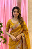 Premium Mustard Yellow Soft Tissue Silk Saree Heavy Embroidery for Women
