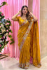 Premium Mustard Yellow Soft Tissue Silk Saree Heavy Embroidery for Women