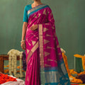 Elegant Magenta Soft Silk Jacquard Work Saree for Women