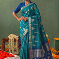 Royal Sky Blue Soft Silk Jacquard Work Saree for Women