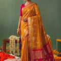 Premium Mustard Yellow Soft Silk Jacquard Work Saree for Women