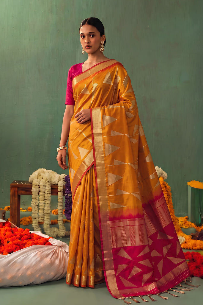 Premium Mustard Yellow Soft Silk Jacquard Work Saree for Women