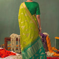 Graceful Lime Green Soft Silk Jacquard Work Saree for Women