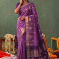 Lovely Purple Soft Silk Jacquard Work Saree for Women
