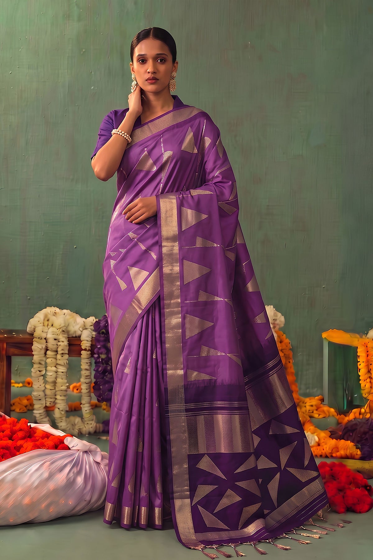 Lovely Purple Soft Silk Jacquard Work Saree for Women