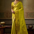 Stunning Mustard Yellow Kanchivaram Silk Jacquard Work Saree for Women